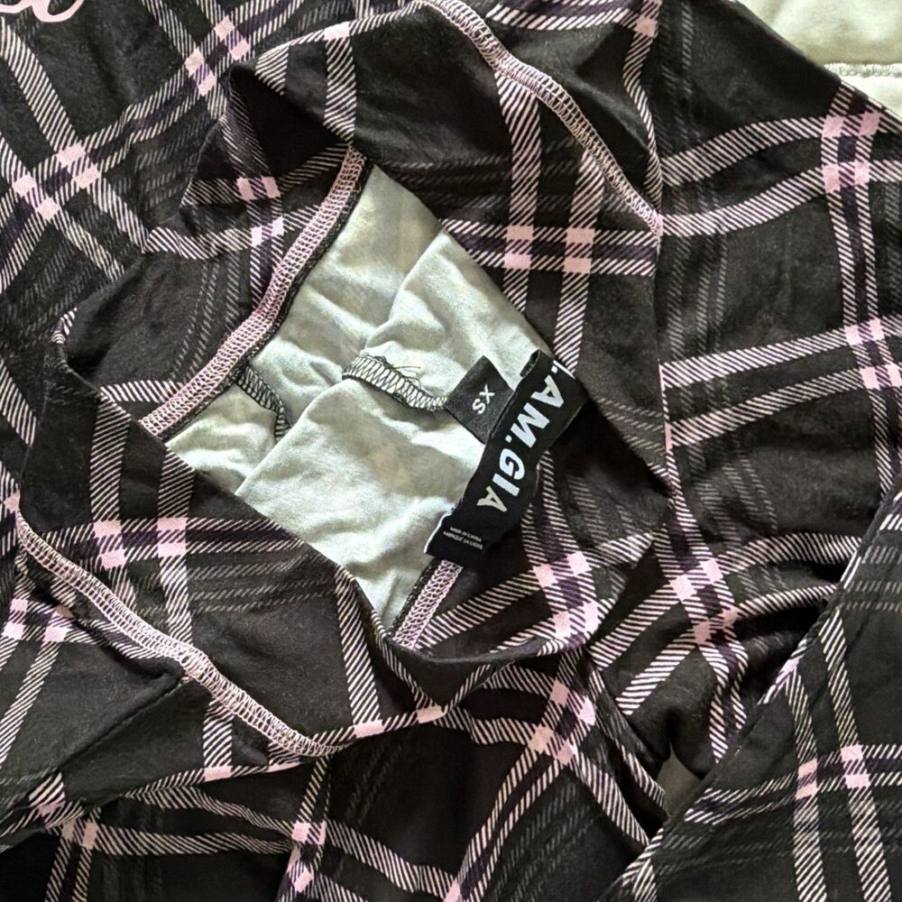 I.AM.GIA. Blare Hoodie & Trackpants Set BLACK WARPED PLAID XS - Picture 3 of 5